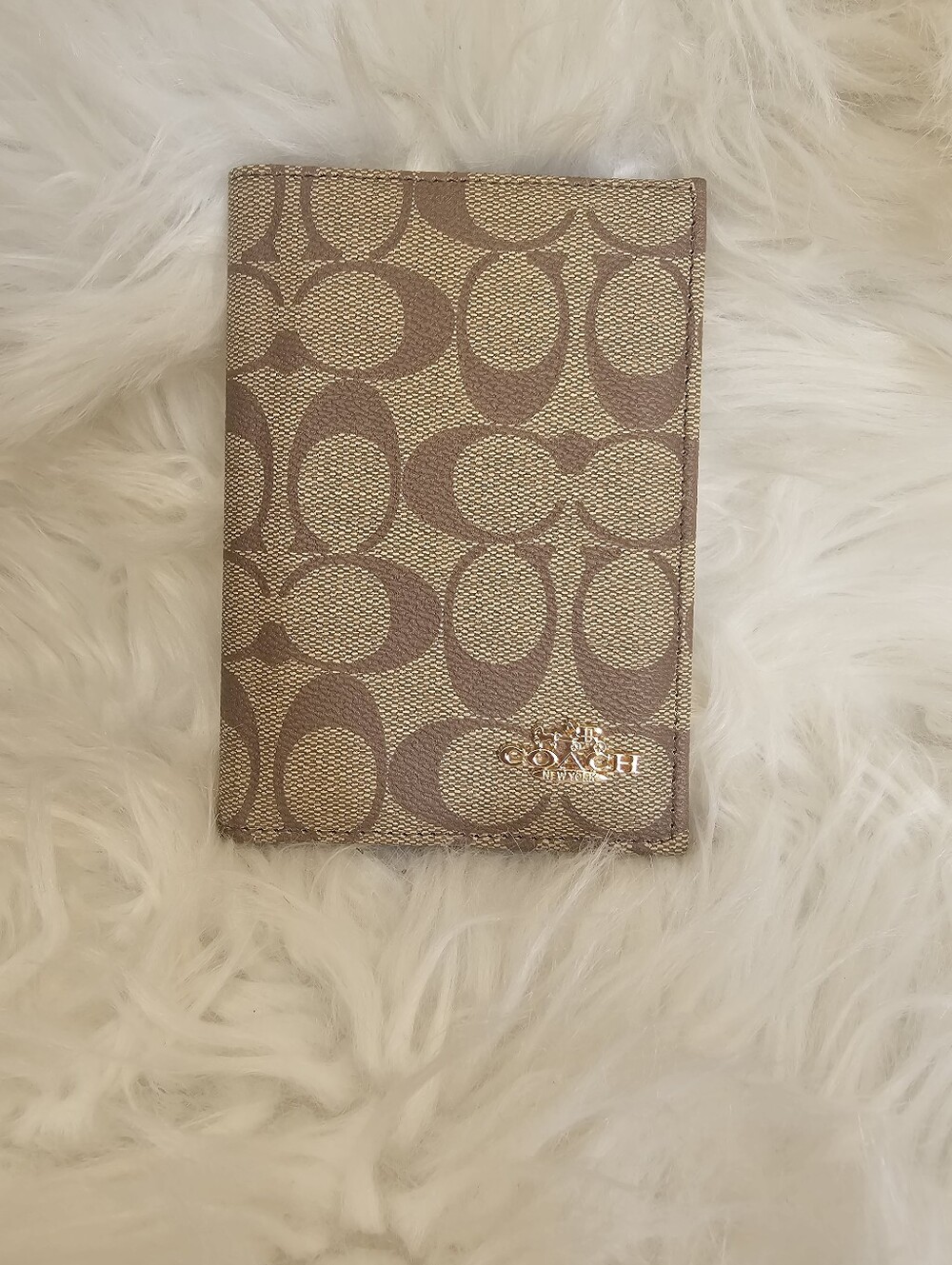 Beige and Brown Signature Passport Wallet